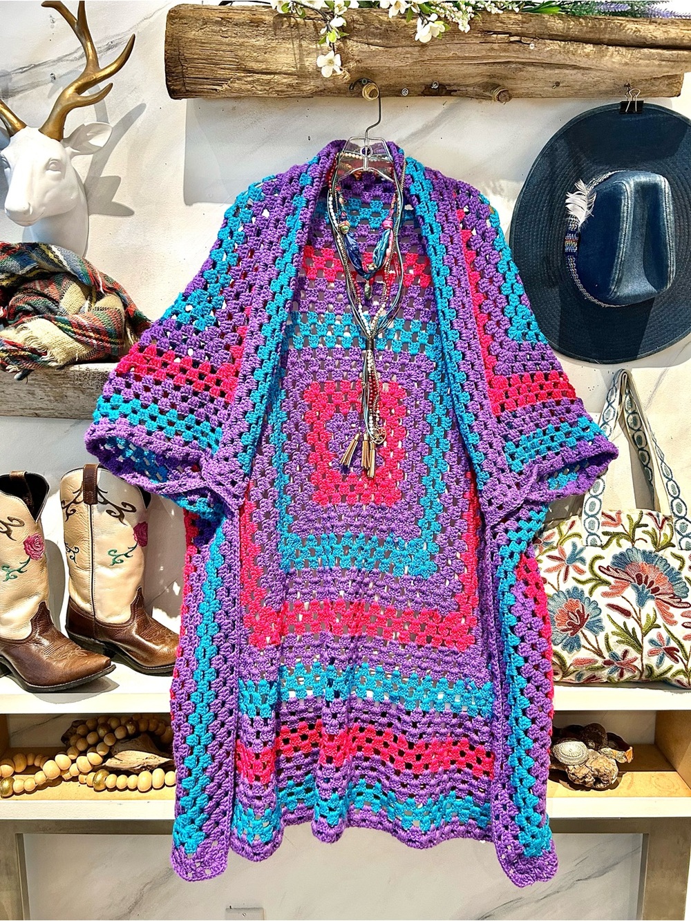 Handmade Crochet cocoon duster shrug